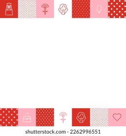 square frame template with icons and plaid for Mother's Day