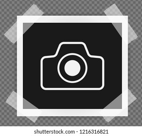 square frame template on sticky tape with shadows isolated on transparent background. Vector illustration