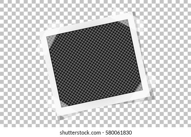 Square frame template on sticky tape with shadows isolated on transparent background. Vector illustration