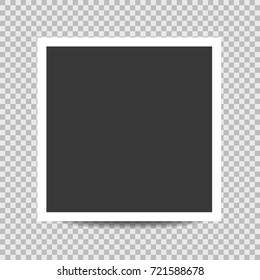 Square frame template with realistic shadows on bottom isolated on transparent background. Vector illustration