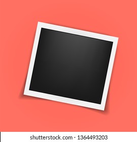 Square frame template with shadows isolated. Living coral - color of 2019 year. Memories concept in modern style. Vector illustration