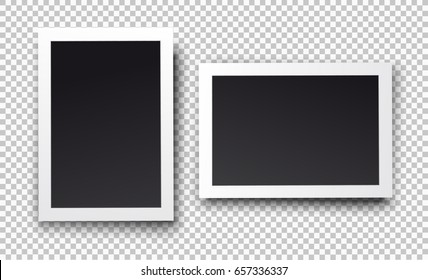 Square frame template with shadows. Vertical and horizontal layout design. Vector illustration EPS 10. Isolated on transparent background