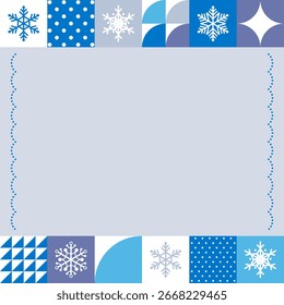 quadratische Rahmenschablone mit Schneeflocken