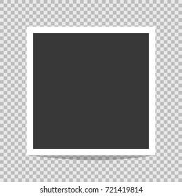 Square frame template with unrealistic shadow on bottom isolated on transparent background. Vector illustration