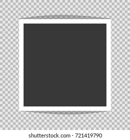 Square frame template with unrealistic shadows on bottom and top isolated on transparent background. Vector illustration