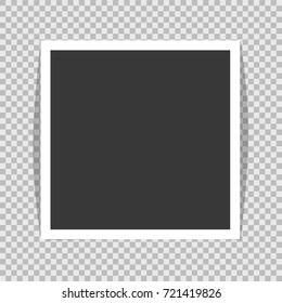 Square frame template with unrealistic shadows on sides isolated on transparent background. Vector illustration