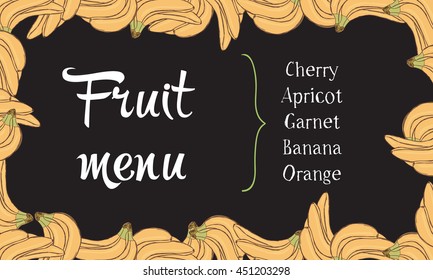 The square frame with text. banner design template. Banana