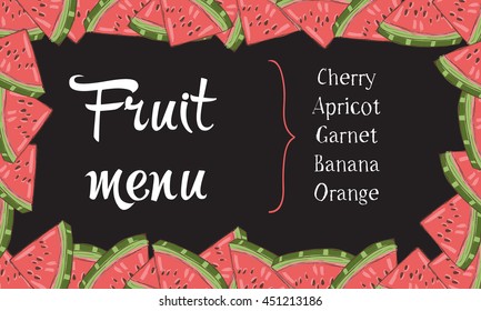 The square frame with text. banner design template. Watermelon