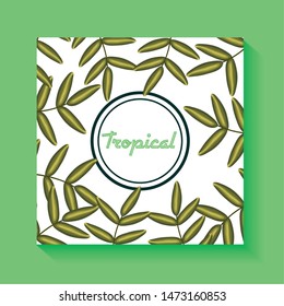 square frame with tropical leafs