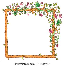 Square frame with tropical plants and copy space