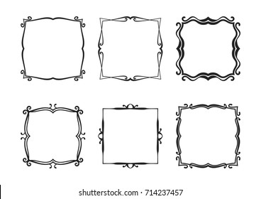 Square frame vector set ornamental calligraphic