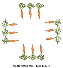 Square frame with vertical carrots. Isolated wreath on white background for your design