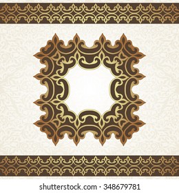 Square frame in Victorian style. Ornate element for design.  Ornament floral vignette for business card, wedding invitations, certificate, logo template.Vector illustration