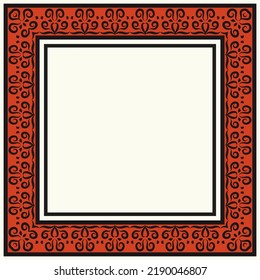 Square frame with vintage ornament. Vector template with decorative design element.
