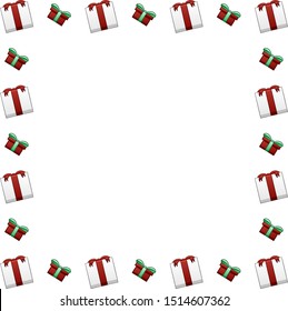 Square frame with white and green gift boxes
