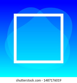 square frame white on blue, blob shapes geometric for banner background, simple liquid stain brush flat blob for labels ad copy space, blue fluid spot template for sale advertising and graphic banner