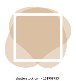 square frame white on brown blob shape pastel color soft for banner background, simple liquid stain brush flat blob for labels ad copy space, soft brown fluid spot template for graphic banner ad