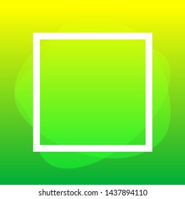 square frame white on green blob shapes geometric for banner background, simple liquid stain brush flat blob for labels ad copy space, green fluid spot template for logo and graphic banner
