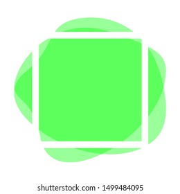 square frame white on green blob shapes geometric for banner background, simple liquid stain brush flat blob for labels ad copy space, green fluid spot template for logo and graphic banner