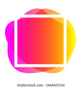 square frame white on pink blob shapes geometric for banner background, simple liquid stain brush flat blob for labels ad copy space, pink orange fluid spot template for logo and graphic banner