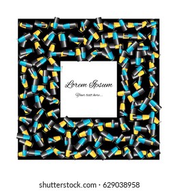 Square Frame of Yellow and Blue Nail Polish for Beauty Design
