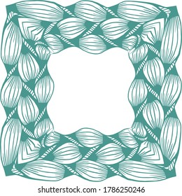 Square frame zentangle braids on a white background