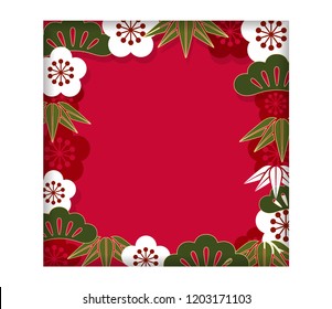Square frame/background with traditional Japanese pattern, vector illustration.