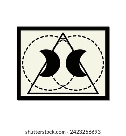 square framed poster crescent ring triangle minimalist balck abstract creative style, Hand drawn for wallpaper wall decor fabric postcard cover template banner