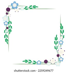 Square framed vector illustration of nemophila.