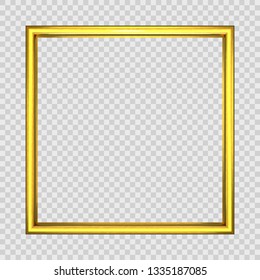 Square frame.illustration of a basic golden frame with room for text on vintage background, vector image, 3D render. eps10