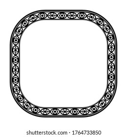 square frames with abstract motifs, borders with retro or vintage style, delimiter text with isolated white background.