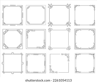 Square frames border vector elements 