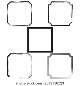 Colección de marcos cuadrados. Vector blanco y negro. Diferentes estilos de marco. Bordes geométricos simples.