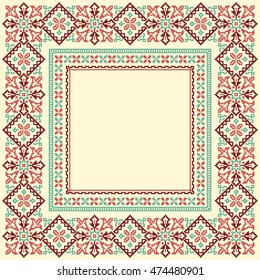 Square frames collection cross-stitch stylization