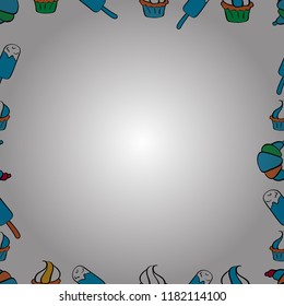 Square frames doodles. Vector illustration. Seamless pattern. Illustration in white, blue and black colors.