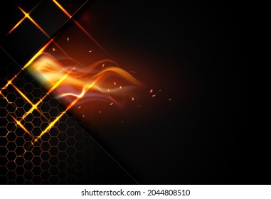 Square frames in fire, vector burning borders. Realistic burn flame tongues with flying particles and embers on rectangular frame edges. 3d flare. Burned hoops or holes in fire, isolated borders set
