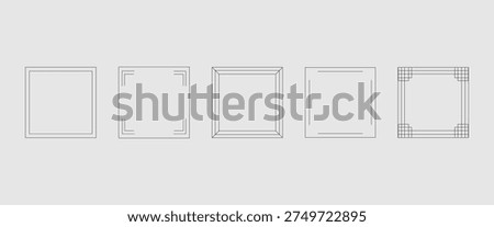 Square Frames Set Minimal Line Borders Decorative Vector Collection
