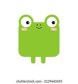 Square frog forest animal face toad icon isolated on white background. Cute toad cartoon square shape kawaii kids avatar character. Vector flat clip art illustration mobile ui game application.