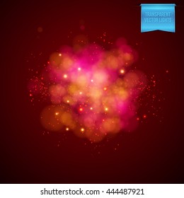 Square full frame cloudy red blast effect with sparkling lights or stars as explosion background