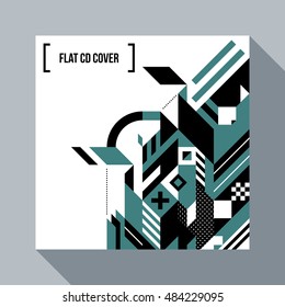 Square futuristic background/CD cover with abstract geometric element. Style of futurism and modern graffiti.