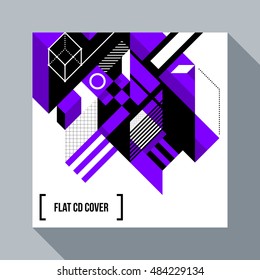 Square futuristic background/CD cover with abstract geometric element. Style of futurism and modern graffiti.