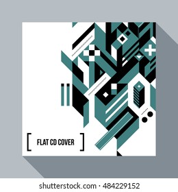 Square futuristic background/CD cover with abstract geometric element. Style of futurism and modern graffiti.