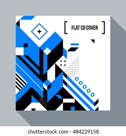 Square futuristic background/CD cover with abstract geometric element. Style of futurism and modern graffiti.