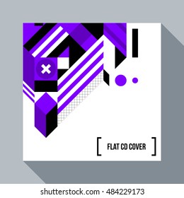 Square futuristic background/CD cover with abstract geometric element. Style of futurism and modern graffiti.
