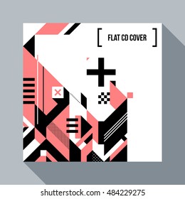 Square futuristic background/CD cover with abstract geometric element. Style of futurism and modern graffiti.