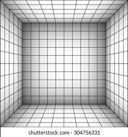 square futuristic room with shaded wall and subdivision