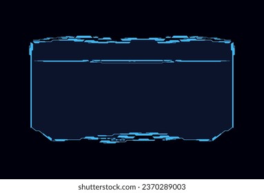Ilustración cuadrada futurista del cuadro de ciencia ficción gráfico vectorial. Plantilla del panel de control. Elemento hud de la interfaz de juego.