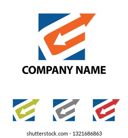 Square G Letter Arrow Internet Business Logo Template