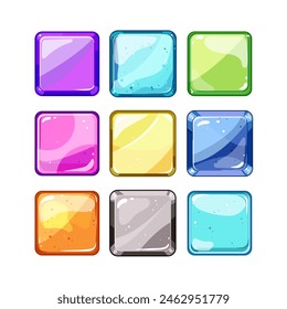 square game button set cartoon. interface panel, ui digital, menu element square game button sign. isolated symbol vector illustration