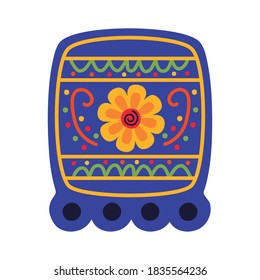 square garland celebration mexican with flower flat style icon vector illustration design